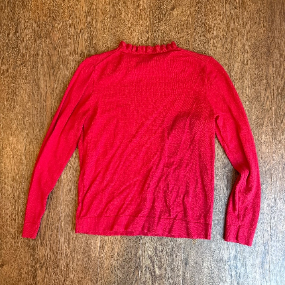 Women's J. Crew Factory Cotton ruffleneck sweater - Picture 2 of 4